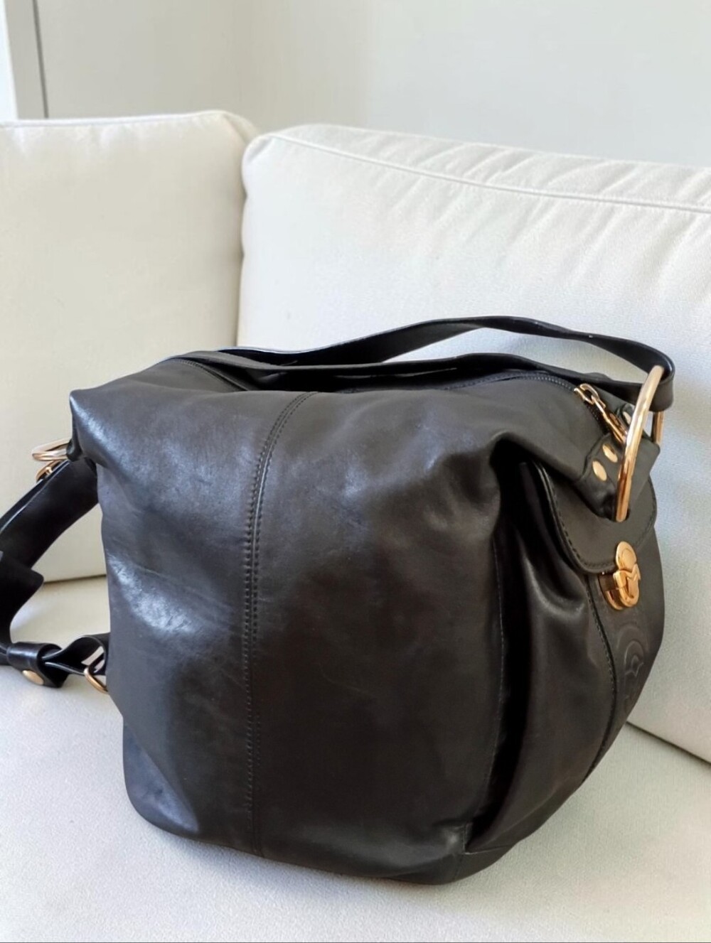 RARE🔥Vintage MARINO ORLANDI Leather Convertible Sling Rose Gold Hardware - Picture 3 of 10